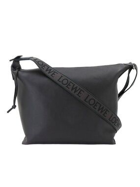 Loewe Cubby Crossbody Shoulder Bag Leather Black Silver